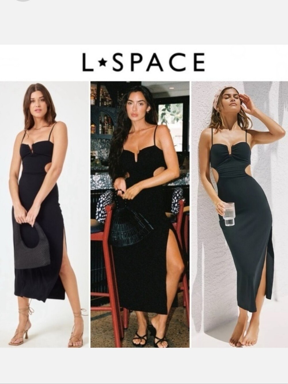L*SPACE Cameron Black Ribbed  Dress in Black Sz  $139